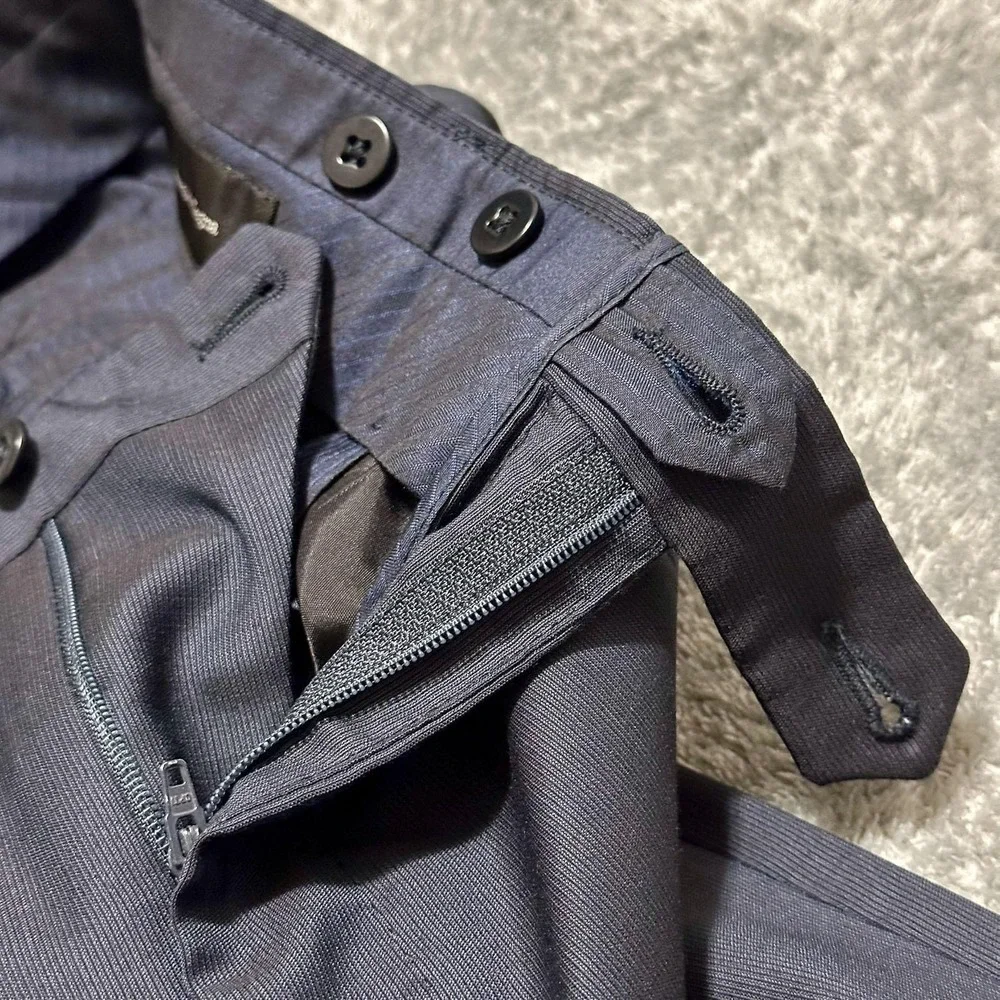ERMENEGILDO ZEGNA Suit Pants Men's 36R Blue Wool Pleated Cuffed Tailored Romania